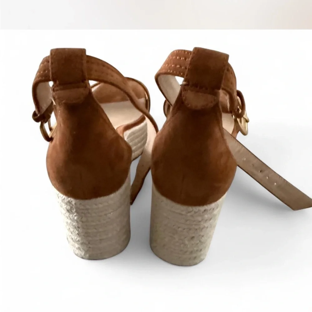 Veronica Beard Tan Wedge Sandals